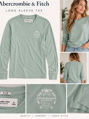 Abercrombie & Fitch Women’s Mint / Sage Green Logo T-Shirt Small NWT Soft A&F